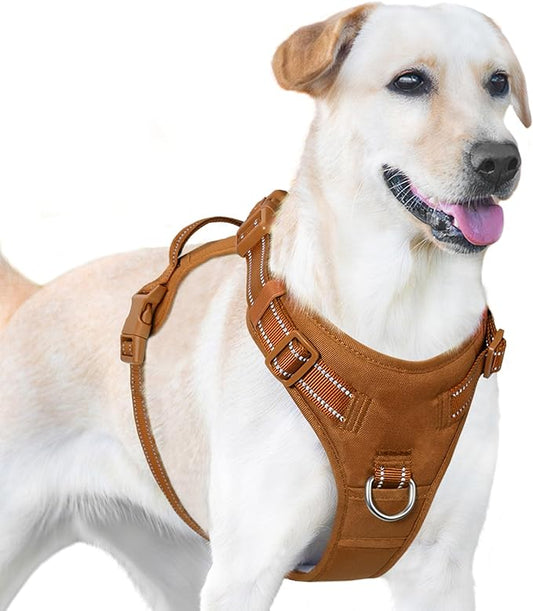 No Pull Dog Harness, Reflective Puppy Vest for Small Medium Large Sized Dog(Carmel Brown,XL)