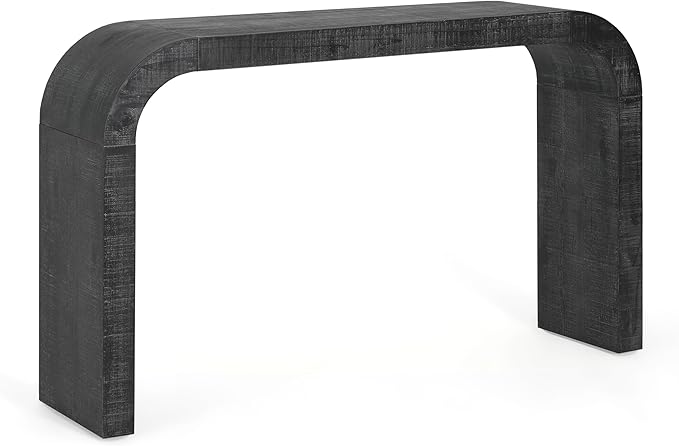 Modern Curved Console Table 52-Inch Narrow Entryway Sofa Table for Living Room Entrance Hallway Furniture, Distressed Black