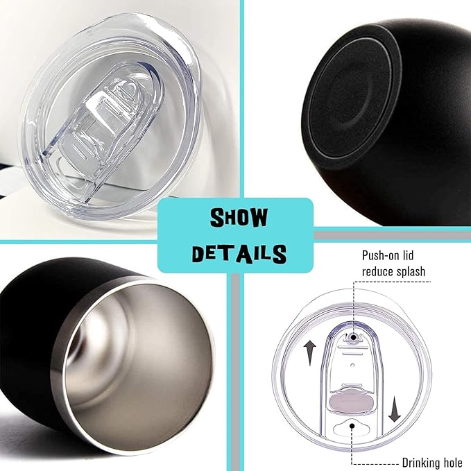 Queen of The Camper Wine Tumbler, Camping Gifts Coffee Mug Cup, Camp Wine Glass Stemless Tumblers with Lid Stainless Steel Insulated Vacuum, RV Gifts for Women Camper Travel Outdoors 12 Oz