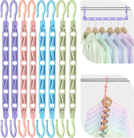 Space Saving Hangers for 48 Clothes, Reinforced Collapsible Hangers with 360° Swivel Hook, Hanger Hooks Space Saver for Closet Organizers and Storage, Dorm Room Essentials, Fully Assembled, Colorful