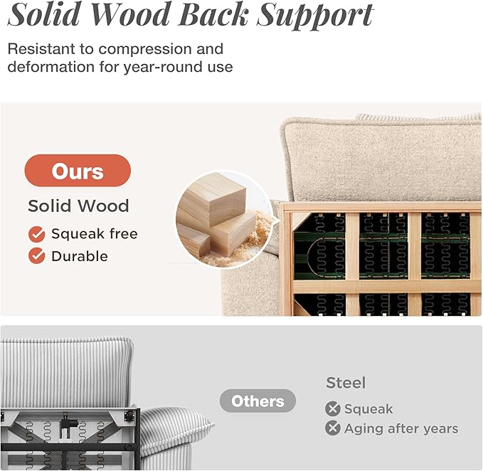 53.5" Modular Sectional Single Sofa, Soft Plush Chenille Armchair with Comfortable Deep Seat & Removable Arms for Living Room，Beige