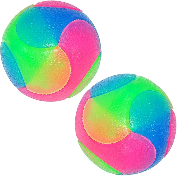 FineInno 2Pcs Light Up Dog Balls,LED Dog Ball,Glow in The Dark Dog Ball,Flashing Elastic Pet Toys for Puppy, Cats, Dogs