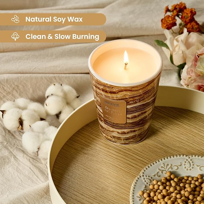 M&SENSE Espresso Hot Fudge Scented Soy Candle, 3 Wick Highly Scented 14.1 Oz 80H, Aromatherapy Christmas Gift for Women and Men