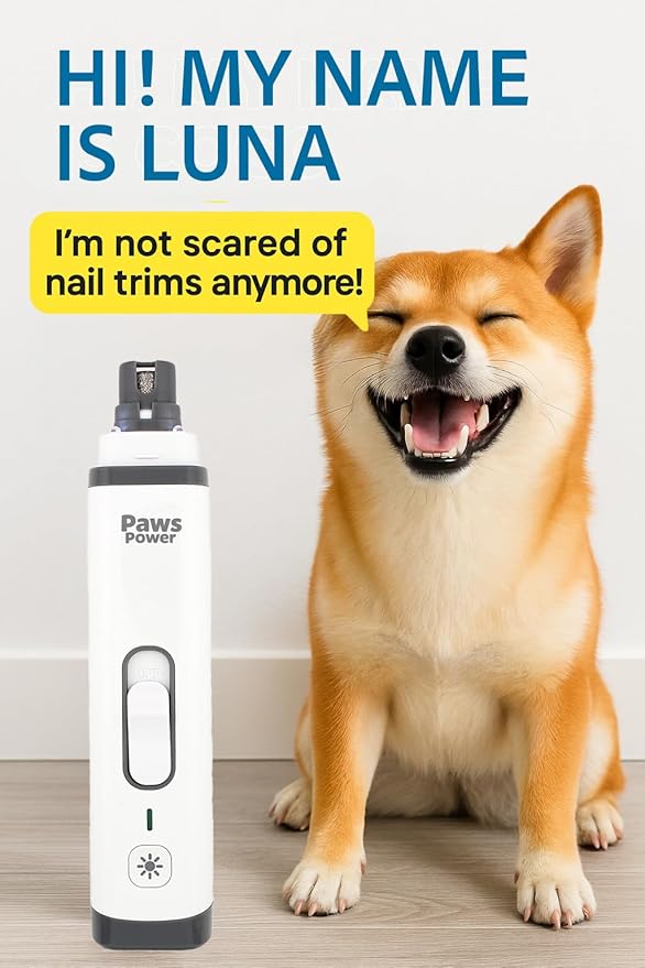 Dog Nail Grinder with LED Light – Quiet Pet Nail Trimmer for Dogs & Cats – 2-Speed Rechargeable Claw Grinder, 3 Ports for All Sizes – Electric, Low Noise, Safe Grooming Tool