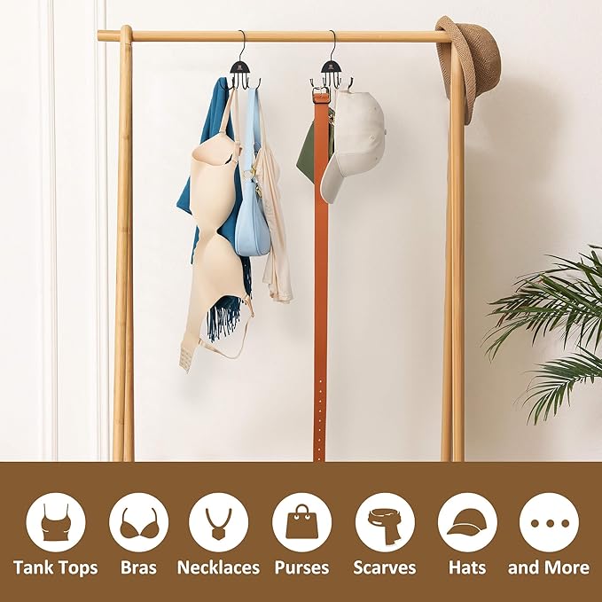 ZEDODIER 2 Pack Tank Top Hanger, Rotatable Bra Organzier for Closet, Max 48 Storage Capacity Sport Bra Holder, Space Saving Closet Organizers and Storage, Black