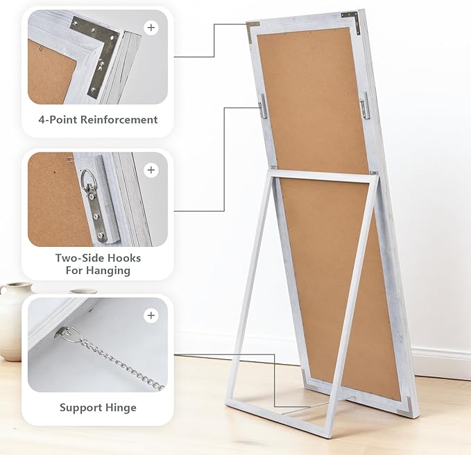 Yumyolk Full Length Mirror Large 72"x32" Floor Standing Mirror for Bedroom Living Room Hanging Wall-Mounted White