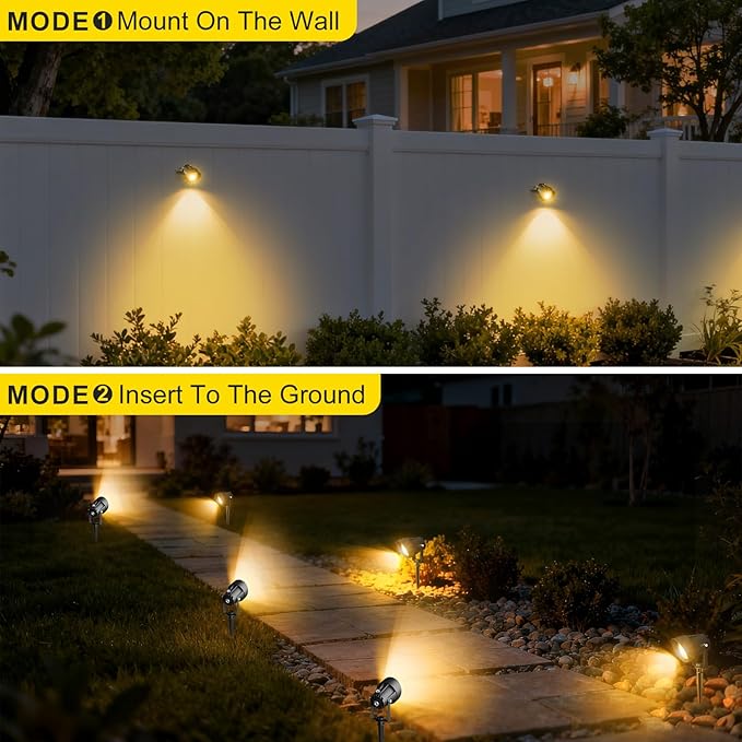 Landscape Spot Lights Outdoor, Dusk to Dawn Outdoor Lighting with IP65 Waterproof, LED Low Voltage SpotLights 3000K/6000K Warm White Uplights for Yard Garden Pathway, 4 Pack