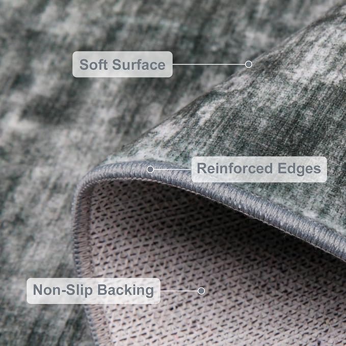 WILLSUN Washable Area Rugs, 9x12 Non-Slip Boho Large Area Rugs for Living Room, Bedroom, Machine Washable Vintage Rug, Indoor Floral Print Carpet for Home Decor, Kid & Pet Friendly Mat