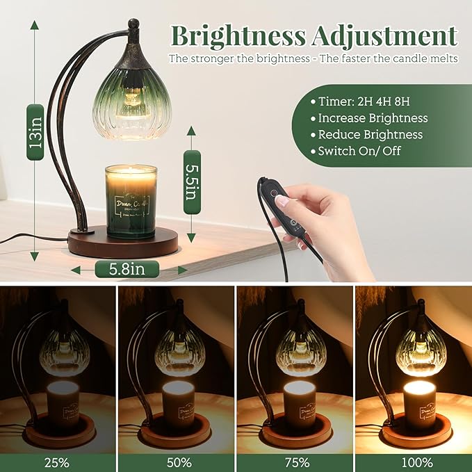 Candle Warmer Lamp with Timer and Dimmer - Electric Melter for Scented Jar Candles - Housewarming, New Home Decor, Valentine's Day Gifts for Her