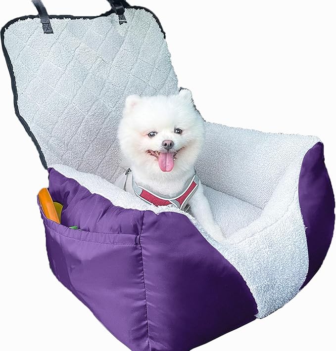Car Seat Suitable for Small Dogs, Pet CarSeat with Storage and Clip-On Safety Tether, Fully Removable and Washable Dog Car Seat, Dogs Booster Seat Suitable Small Medium Dog
