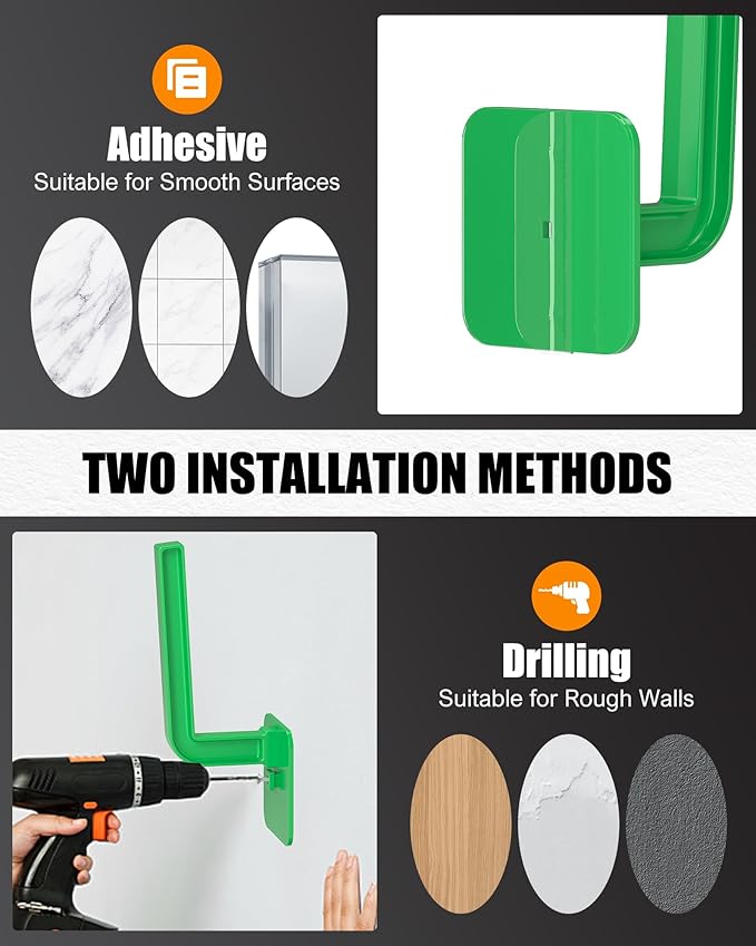 Multi-Purpose Hat Organizer (4-Pack), Strong Adhesive Hat Hooks for Wall, Two Mounting Options, Green