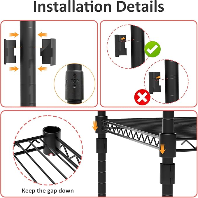5 Tier Storage Shelves with Wheels, Heavy Duty Metal Garage Shelving Unit and Adjustable Feet, 865lb High Capacity Rolling Storage Shelf for Kitchen, Office, Dining Room (23.6"x 17.7"x 72"), Black