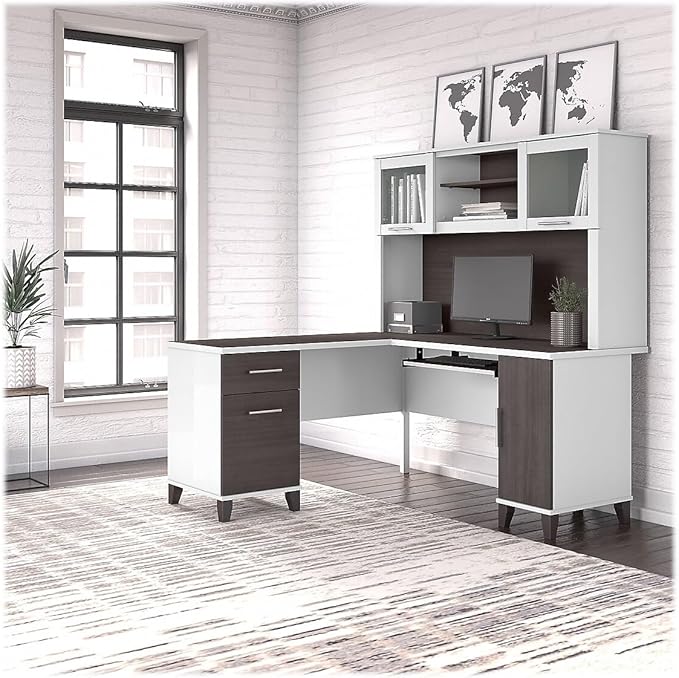 Bush Furniture File Drawer Accommodates Letter-Size documents While Box Drawer Stores Office Supplies and Utensils
