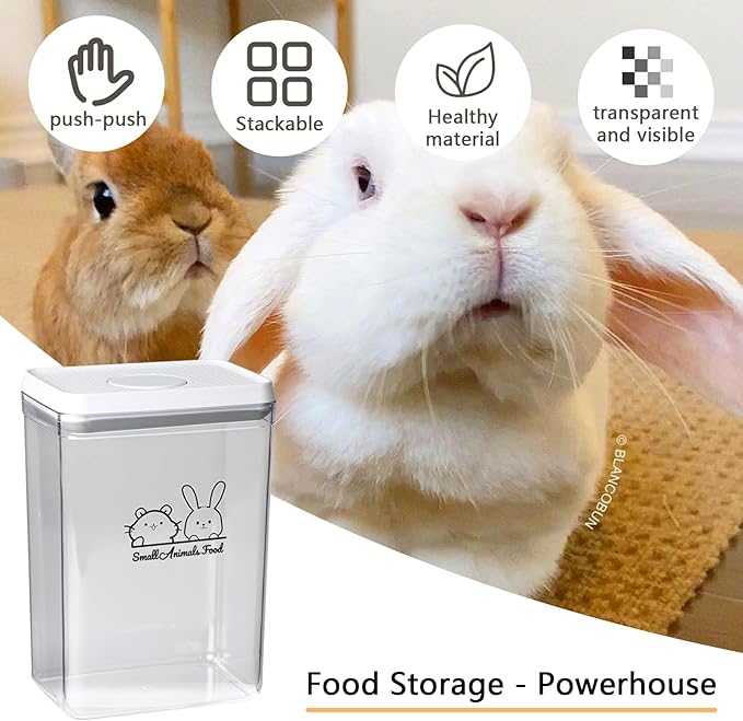 Small Animal Food Storage Box,Pet Food Storage Containers,Hamsters Treats Container,Food Storage Containers with Lids,Suitable for Hamster/Guinea Pig/Rabbit Dry Food Containers(3.4L)