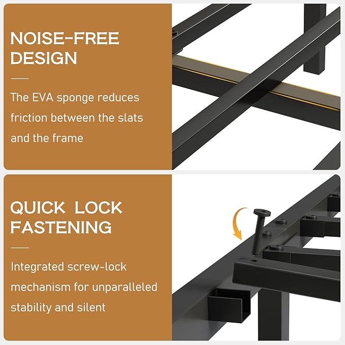 King Size Bed Frame with Storage Drawers and Charging Station, Upholstered Headboard Metal Platform Bed with USB Ports, No Box Spring Needed, Easy Assembly, Dark Brown