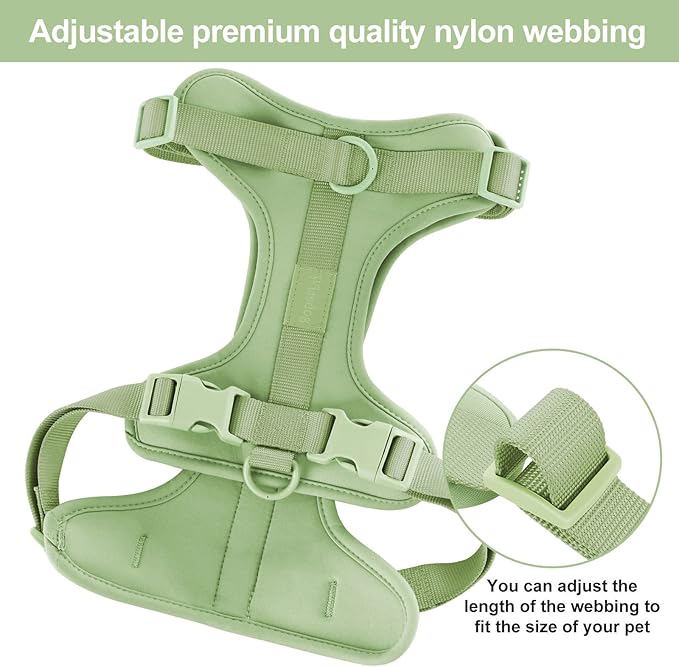 Wisedog No Pull Lightweight Dog Vest Harness with Soft and Comfortable Cushion, Breathable Mesh, for Small Medium Large Dogs Walking (S(Neck: 9.84"-14.17";Chest: 14.17"-22.05"), Sage Green)