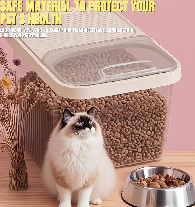 High-Capacity Pet Food Container Airtight with Cup, Dog Food Storage Container,Durable Design for Dog/Cat/Bird Food Storage, Keep Dry Food Fresh (Transparent, 30 pounds)