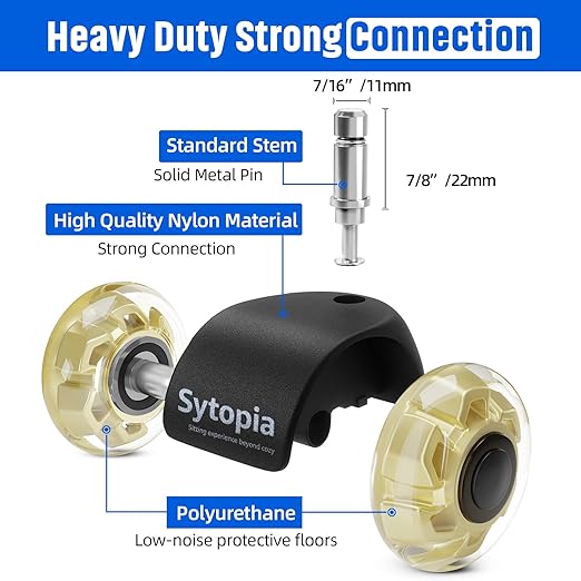 Office Chair Wheels 2" Desk Chair Caster Wheels Smooth Roller Style Quiet for Carpet and Hardwood Floors Universal Fit 11x22 mm Set of 5 Yellow