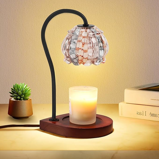 Candle Warmer Lamp with Timer, Dimmable Electric Candle Warmer Melter, Small & Large Jar Fragrance Candle Holders for Home Decoration Gift for Women, White-Orange