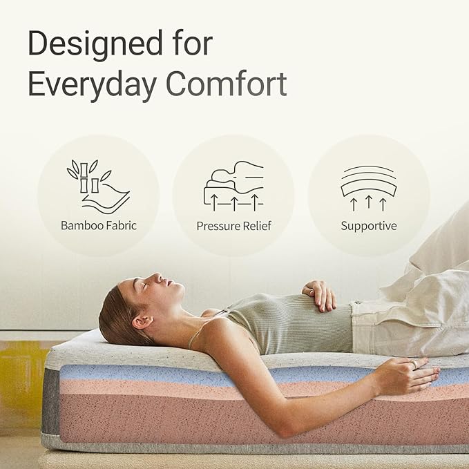 LIFEMENT, Essential 10 Inch Copper Infused Cooling Gel Memory Foam Mattress, Medium Firm, Fiberglass Free, Pressure Relief, Safe & Certified Foams & Cover, 10-Year Warranty, Mattress in a Box, King