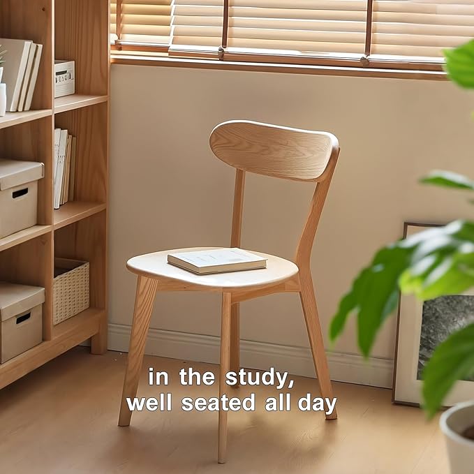 Solid Wood Dining Chairs Set of 4 - FAS-Grade North American Oak,Heavy Duty Dining Chair with Ergonomic Curved Back,Suitable for Kitchens and Dining Rooms,Easy Assembly,400 lbs Capacity