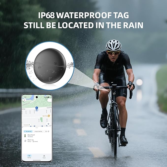 Android Air tag, IP68 Waterproof Bluetooth Tracker Tag, Google Certified Key Finder/Luggage Tracker/Item Locator Compatible with Google Find My Device for Wallet, Kids, Pets (2 Pack)