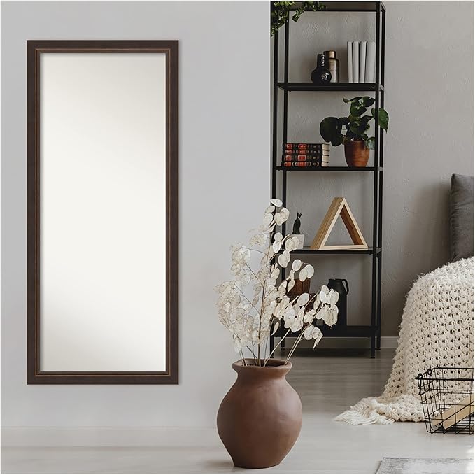 Amanti Art Bronze Full Length Mirror, 64x28 Lara Bronze Tall Free Standing Body Wall Mirror Full Length for Dressing, Traditional Wood Frame, Lean on Floor or Hang, Wall Decor