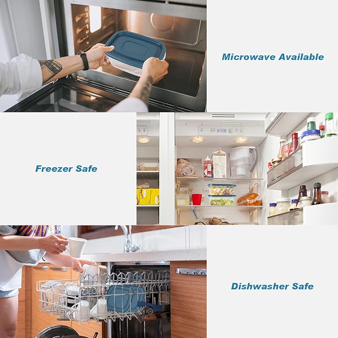 5PCS Food Containers Storage Sets(1000ML per Box),BPA-Free Rectangle Plastic Food Containers with Lids-Stackable Food Storage Box for School,Work,Travel and Meal Prep(Microwave and Fridge Safe)