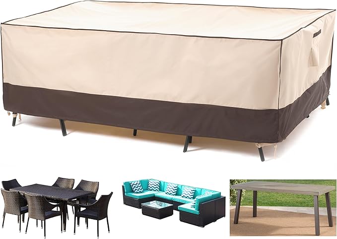 F&J Outdoors Patio Furniture Cover, Waterproof UV Resistant for Table & Chairs Set, 86"Wx44"Dx27.5"H