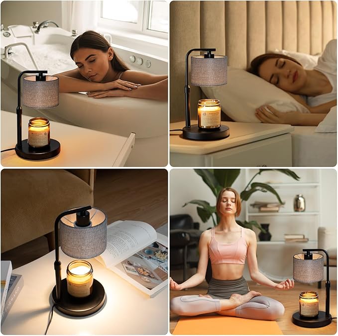 Dexnump Candle Warmer Lamp with Timer, Dimmable Candle Wax Warmer with 2 Light Bulbs, Height Adjustable Electric Candle Light for All Size Scented Candles, Home Room Decor, Gifts for Women Mom