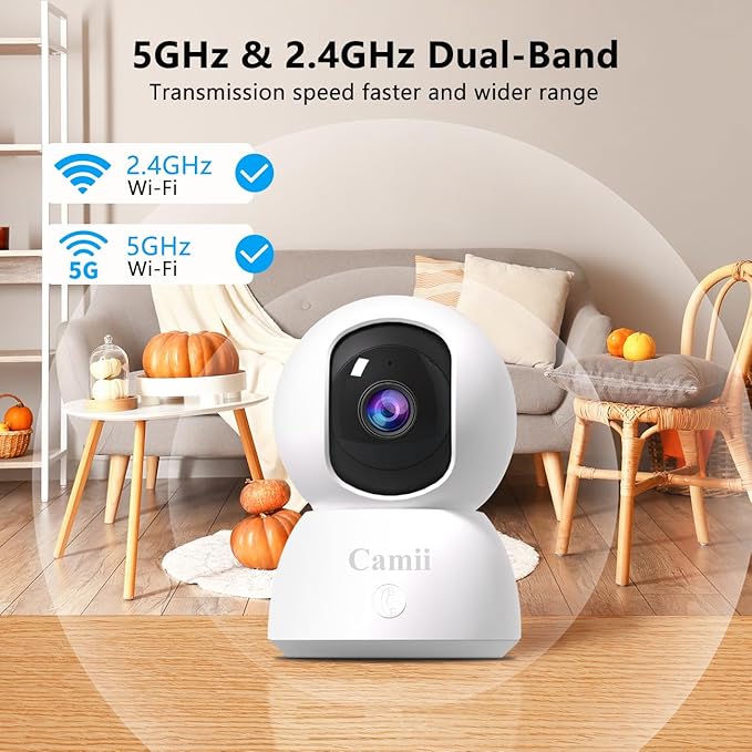 [5G & 2.4G] 2-Pack Indoor Security Cameras, 2K Cameras for Home Security with Night Vision, Baby/Dog/Pet/Elder Camera with Phone App, Auto Tracking, Human/Pet Detection, Cloud&SD Storage