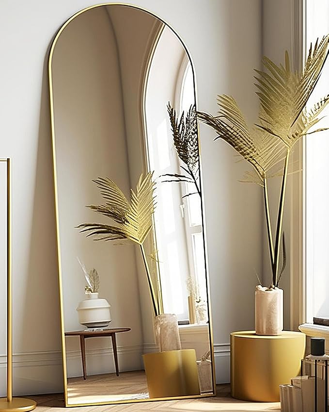 Arched Full Length Mirror - 21"64" Floor & Wall Mounted Mirror for Bedroom & Living Room, Gold