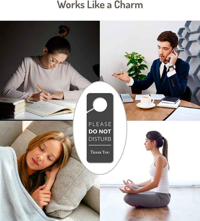 Do Not Disturb Door Hanger Sign, 2 Pack (Printed on Both Sides), 9.3″x3.5″PVC Plastic, Please Do Not Disturb Sign for Home, Office, Hotel, Bathroom, Bedroom, Pumping, Breastfeeding, Therapists, Clinic