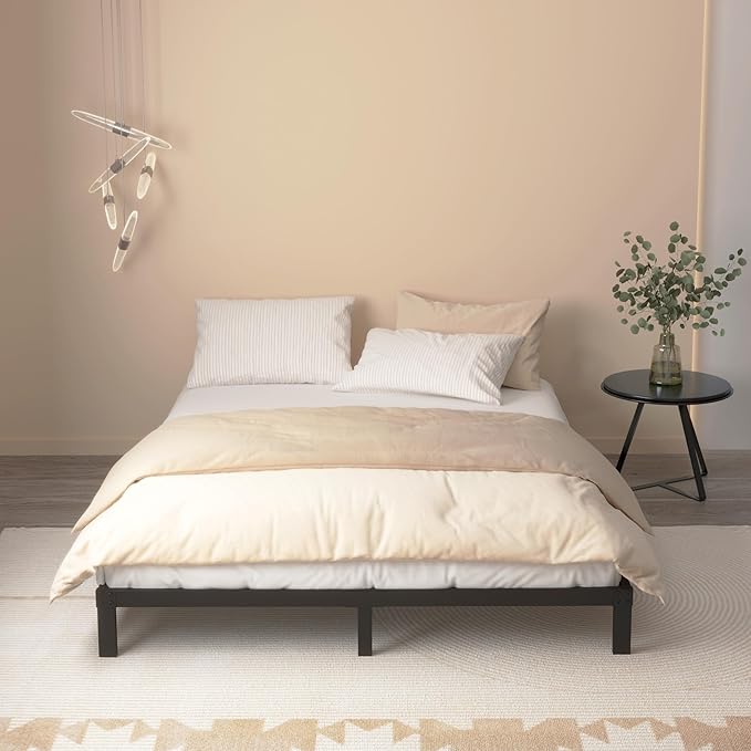 8 Inch Full Size Bed Frame No Box Spring Needed, Heavy Duty Metal Platform Bed Frame Full Support Up to 3000 lbs, Easy Assembly, Noise Free, Black