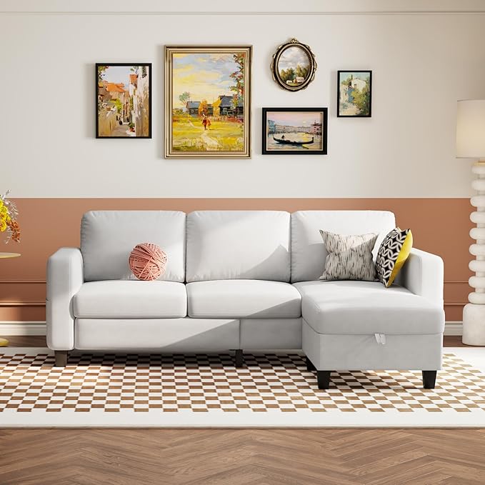 Youmumeub 79''Sectional Couch Couches for Living Room - L-Shaped 4-Seater Deep Sectional Sofa,Removable Covers,Suitable for The Living Room, Apartment or Office-White