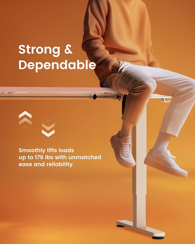 ErGear Height Adjustable Electric Standing Desk, 55 x 27.5 Inches Sit Stand up Desk, Memory Computer Home Office Desk with Two-Piece Desktop (Pink)