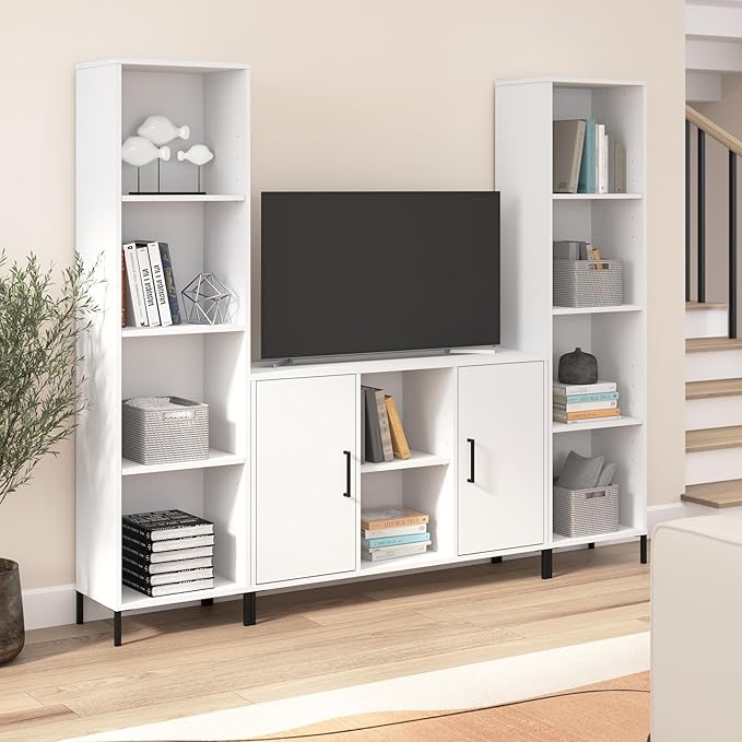 Bush Furniture Essence Accent Cabinet with Doors in White | Organizers and Shelves for Home Office Workspace, Living Room, Entryway, Bedroom, and Mudroom