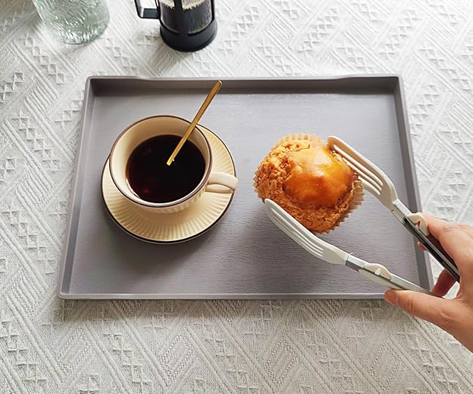 Gray Serving Tray (15 x 10.6 inch), Large Tray, Serving Accessory, Spa, Coffee, Drinks, Tea, Bar, Party, Seasoning, Perfume and Display Use.