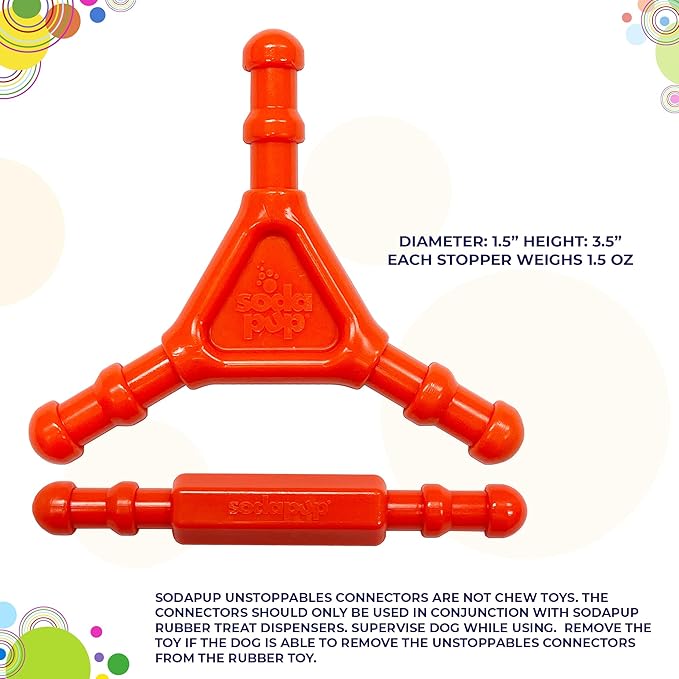 SodaPup Unstoppables – Connectors for Treat Dispensers Made in USA from Non-Toxic, Pet Safe, Food Safe Nylon Material to Link Treat Dispensers and Challenge Dog’s Foraging Instincts – 2 Pack