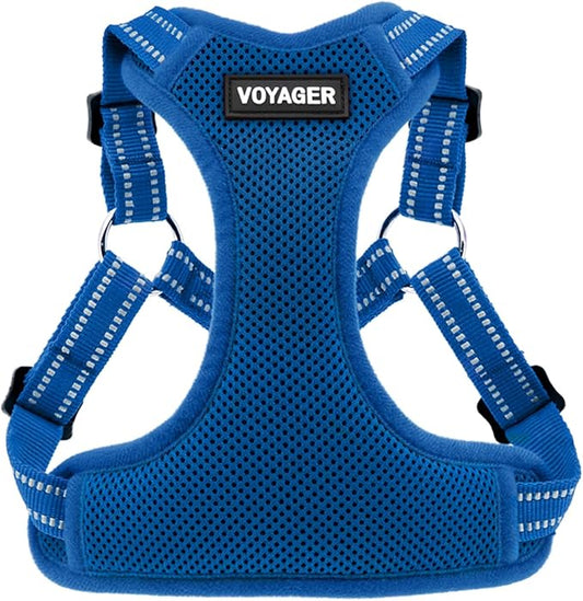 Best Pet Supplies Voyager Adjustable Dog Vest Harness Breathable No Pull Harness for Small, Medium, Large Dogs, Harness for Walking, Jogging, Easy Step-in, Reflective Stripes - Royal Blue, XL