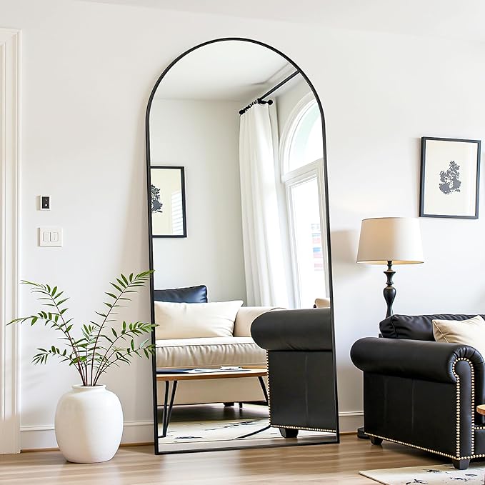 Floor Mirror, 76"×34" Full Length Mirror with Stand for Bedroom Living Room, Black