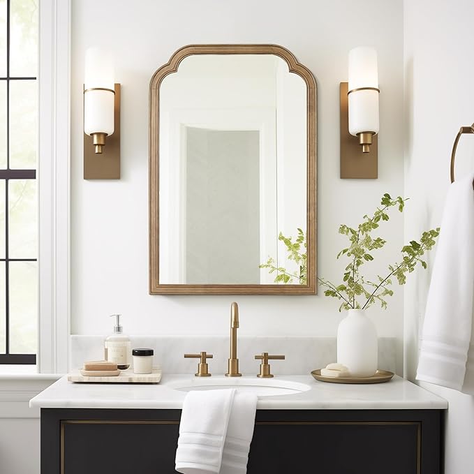 WallBeyond Wood Bathroom Mirrors for Wall Mounted, 20" x 30" Rustic Wood Frame Wall Mirrors Decorative for Living Room or Bedroom Vanity Mirror, Honey-Colored