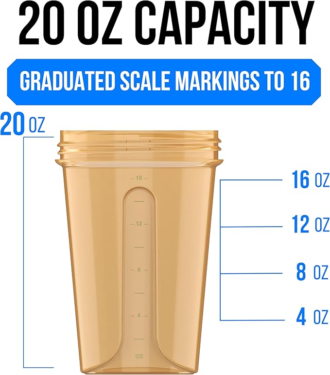 VELOMIX -6 PACK- 20 OZ Protein Shaker Bottles for Protein Mixes, Shaker Cups for Protein Shakes, Small Shaker Bottle Pack, Shaker Cup, Shakers for protein Shakes (Midnight Clay - 6 Pack)