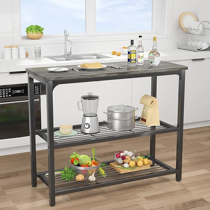 Ecoprsio Small Console Table, Sofa Table with Double Mesh Shelves, Modern Entryway Table for Entryway, Hallway, Foyer, Front Hall, Sofa Couch, Living Room, Bar, Kitchen, 32 Inch, Grey