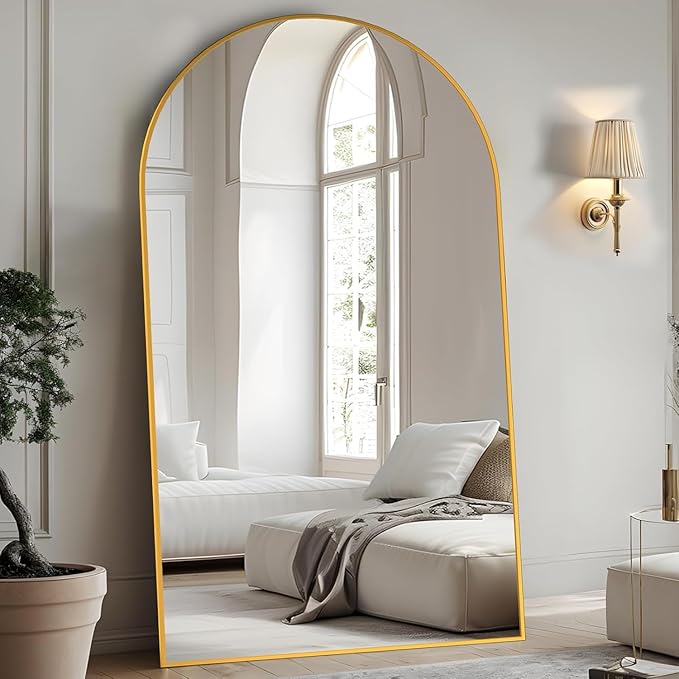 Floor Mirror, 44"×88" Full Length Mirror with Stand for Bedroom Living Room, Gold