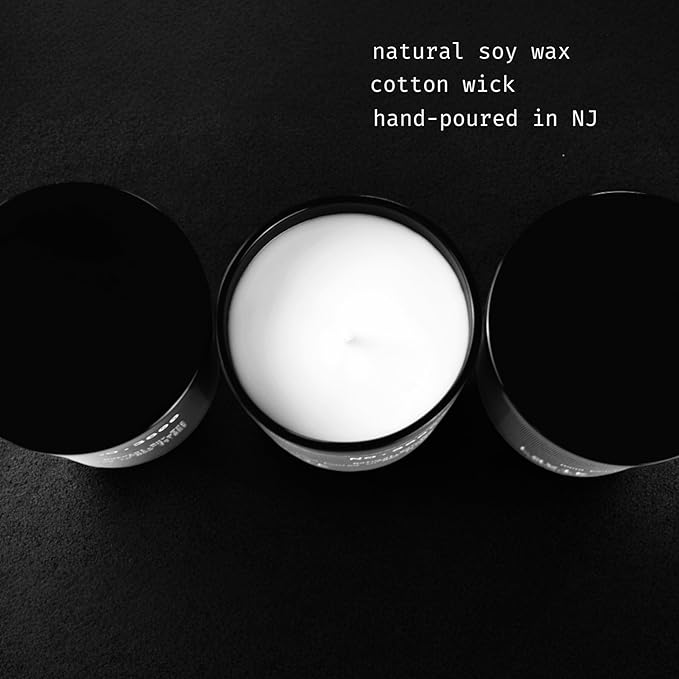 Luxury 11.50oz Scented Candle with grounding Base Notes of Birch, Cedarwood, Musk, Oakmoss, and Patchouli. Natural Soy Wax, Cotton Wick, Matte Black Jar. Gift or Elegant Decor for Home & Office