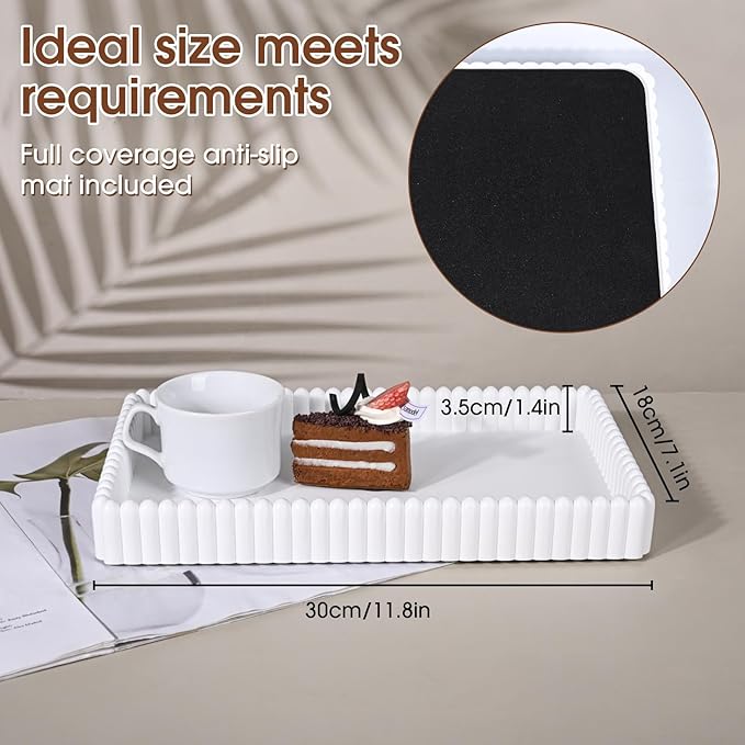 Rectangular Tray for Coffee Table,Modern Decorative Tray,White Concrete Trays,Home Dining Centerpiece Decor,Decorative Trays for Dining Table,Living Room,Kitchen,Counter