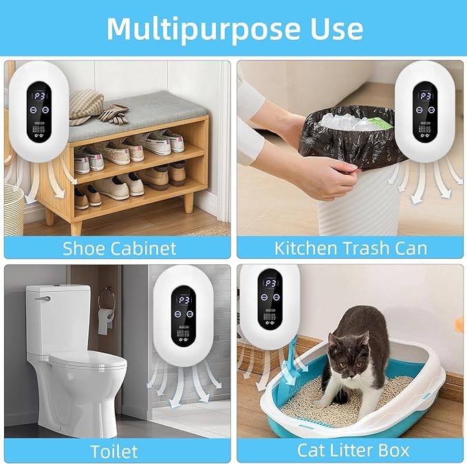 Air Purifier Air Ionizer for Home - Ozone Odor Eliminator for Strong Odor, Portable Cat Litter Deodorizer for Pets Poof Odor, Plug In Air Freshener for Home, Bedroom, Office, Kitchen, Toilet, Shoes
