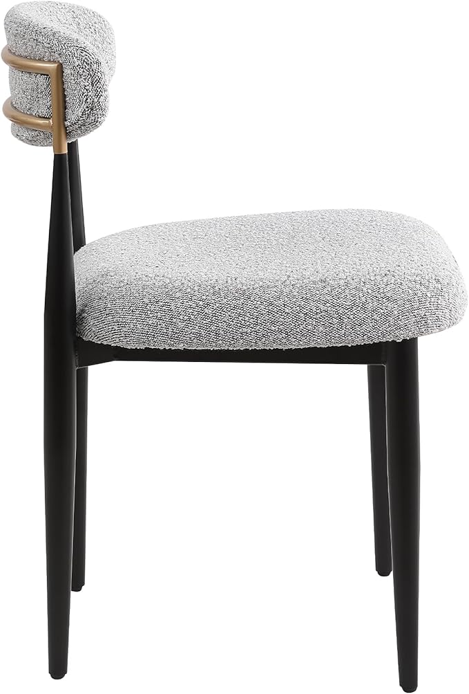 Morden Fort Modern Dining Chairs Set of 4, Upholstered Armless Chairs with Curved Backrest and Black Metal Frame for Dining Room, Living Room and Apartment