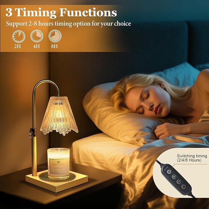 Candle Warmer Lamp with Timer Dimmable, Birthday Gifts for Women Mom, House Warming Gifts New Home Decor, Wax Melt Warmer for Jar Candles with 2 Bulbs